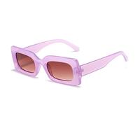 QSYJCCXD Occhiali da sole da donna moda vintage rettangolo cornice viola rosa occhiali quadrati ragazze occhiali da sole signore occhiali UV400, Tè viola sfumato, Taglia unica
