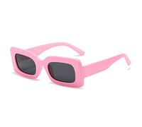 QSYJCCXD Occhiali da sole da donna moda vintage rettangolo cornice viola rosa occhiali quadrati ragazze occhiali da sole signore occhiali UV400, Rosa e grigio., Taglia unica