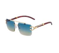 QSYJCCXD Occhiali da sole in legno per gli uomini quadrati senza montatura occhiali da sole donna venature del legno vintage occhiali moda lusso retrò, a03, Taglia unica