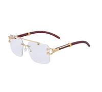 QSYJCCXD Occhiali da sole in legno per gli uomini quadrati senza montatura occhiali da sole donna venature del legno vintage occhiali moda lusso retrò, a06, Taglia unica