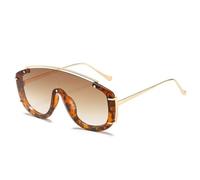 QSYJCCXD Occhiali da sole oversize alla moda per le donne Vintage Frame One Piece occhiali da sole di lusso alla moda, Leopard, Taglia unica