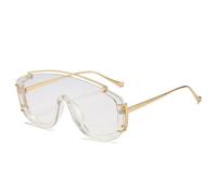 QSYJCCXD Occhiali da sole oversize alla moda per le donne Vintage Frame One Piece occhiali da sole di lusso alla moda, Trasparente, Taglia unica