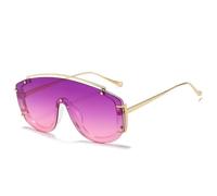 QSYJCCXD Occhiali da sole oversize alla moda per le donne Vintage Frame One Piece occhiali da sole di lusso alla moda, Viola, Taglia unica