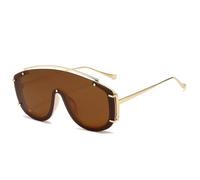 QSYJCCXD Occhiali da sole oversize alla moda per le donne Vintage Frame One Piece occhiali da sole di lusso alla moda, Marrone, Taglia unica
