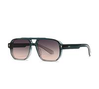 QSYJCCXD Occhiali da sole retrò a doppio ponte da donna sfumati UV400 rivetti occhiali da sole da uomo, Verde Scuro Grigio Rosa, Taglia unica