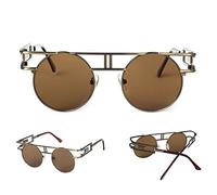 QSYJCCXD Occhiali da sole retrò oversize per gli uomini Steampunk occhiali da sole specchio rotondo vintage occhiali UV400, C8 rame marrone, Taglia unica