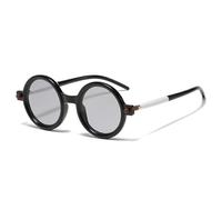 QSYJCCXD Occhiali da sole rotondi di modo popolare delle donne retrò doppio colore chiaro Lens Eyewear Uomini Tendenza Shades UV400 Occhiali da sole, Nero Grigio Chiaro, Taglia unica