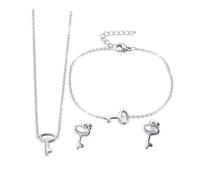 QSYJCCXD Orecchini a ciondolo set in acciaio inossidabile Tasta bracciale 16,54 "P744-Default