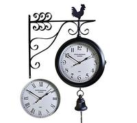 QSYJCCXD Orologi da Parete Rotazione a Doppia Faccia a 360 Gradi in Ferro battuto Non Ticking Europeo Cazzo da Parete Interno sulla Decorazione di Staffa Orologi in Quarzo Silenzioso Nero/a