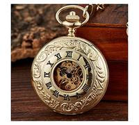 QSYJCCXD Orologio da tasca, orologio da uomo meccanico aperto a doppia faccia Romano orologio per vento orologio da tasca con il regalo a catena