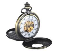 QSYJCCXD Orologio da uomo meccanico a 2 lati vintage a 2 lati orologio da uomo a doppia faccia orologio per vento da tasca con il regalo a catena