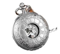 QSYJCCXD Orologio da uomo meccanico a 2 lati vintage a 2 lati orologio da uomo a doppia faccia orologio per vento da tasca con il regalo a catena