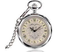 QSYJCCXD Orologio meccanico Orologio Orologio Open Open Face Chain Elegante regalo di Natale Uomini Vintage Ovvolgimento Cool Penderant Pocket Watch Gift for Family