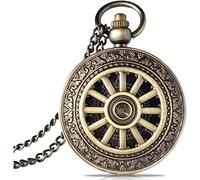 QSYJCCXD Orologio tascabile, cassa di orologio da uomo meccanico Golden Case romano numeri romani