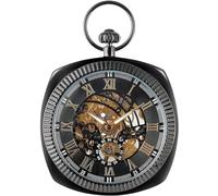QSYJCCXD Orologio tascabile, orologio da tasca manuale meccanico nero/oro