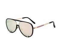 QSYJCCXD Oversize Occhiali Da Sole Delle Donne di Modo Grande Telaio Doppi Ponti Occhiali Da Sole Signore Viaggiare Lusso, C3 nero rosa, Taglia unica