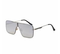 QSYJCCXD Oversize One-Piece Occhiali Da Sole Degli Uomini di Lusso Punk Telaio In Metallo Occhiali Da Sole Per Le Signore Maschili Sfumature Occhiali Anti UV400, C7 Bianco Argento, Taglia unica