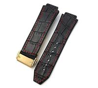 QSYJCCXD per Cinghia di Orologio , Cow in Gomma in Gomma in Gomma da 25-19 mm Braccialetti di Pelle di Vitello Sportivo Uomini e Bande di Orologi WOM