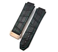 QSYJCCXD per Cinghia di Orologio , Cow in Gomma in Gomma in Gomma da 25-19 mm Braccialetti di Pelle di Vitello Sportivo Uomini e Bande di Orologi WOM