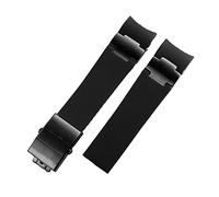 QSYJCCXD per la fascia di orologi in gomma in silicone 263 cinghia di estremità curva subacquee 22mm Braccialetti per orologi a cinghia impermeabile (colore: B nero argento, dimensione: 22 mm)