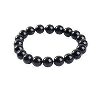 QSYJCCXD Pietra naturale 7A Braccialetti per talloni in tormalina nera Women Crystals Chakra Yoga Meditazione Gioielli Schorl Strand Bangles