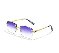 QSYJCCXD Punk Piccolo Rettangolo Occhiali Da Sole Uomini Donne Senza Montatura Gradiente Lens Metallo Occhiali Da Sole Per Gli Uomini UV400, C16 Goldpurpleclear, Taglia unica