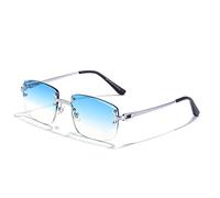 QSYJCCXD Punk Piccolo Rettangolo Occhiali Da Sole Uomini Donne Senza Montatura Gradiente Lens Metallo Occhiali Da Sole Per Gli Uomini UV400, C20 Silver Blueclear, Taglia unica