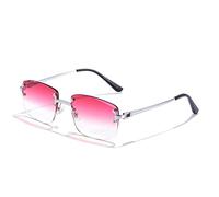 QSYJCCXD Punk Piccolo Rettangolo Occhiali Da Sole Uomini Donne Senza Montatura Gradiente Lens Metallo Occhiali Da Sole Per Gli Uomini UV400, C22 Silver Winrecle, Taglia unica