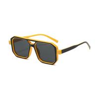 QSYJCCXD Retro Doppio Ponte Quadrato Uomini Occhiali Da Sole Moda Chiaro Gradiente Shades UV400 Donne Occhiali Da Sole, Nero Arancione Grigio, Taglia unica