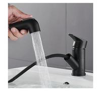 QSYJCCXD Rubinetti del Bacino tirano Fuori Bagno Mixer Caldo e Freddo in Ottone Nero Moderno lavandino lavabo con 2 Tubi, rubinetti per lavandini del Bagno