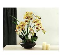 QSYJCCXD Set di Fiori Artificiali, Simulazione Artificiale Simulazione Set di Fiori Finti Fiori di Seta di Seta Bouquet di falaenopsis con Disposizione del Vaso Decorazione Floreale in Vaso
