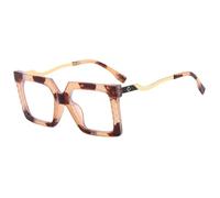 QSYJCCXD Sqaure Occhiali Montatura per le Donne Vintage Oversize Eyegalsses Cornici Femminili Occhiali in Metallo, Fiore, Taglia unica