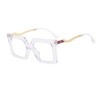 QSYJCCXD Sqaure Occhiali Montatura per le Donne Vintage Oversize Eyegalsses Cornici Femminili Occhiali in Metallo, Trasparente, Taglia unica