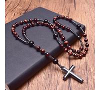 QSYJCCXD Tigre Azzurro Eye Onyx Rosary Rosario Collane Lunghe per Uomo Ematite Calcia a Sospensione Meditazione Gioielli, Tigre Rosso Scuro Eye