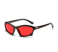 QSYJCCXD Trend Steampunk Occhiali Da Sole Occhiali Da Sole Delle Donne Degli Uomini di Modo Occhiali Da Sole Punk Occhiali Da Sole Femminile Occhiali Da Sole Occhiali UV400, Rosso, Taglia unica