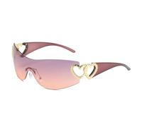 QSYJCCXD Un Pezzo Senza Montatura Occhiali Da Sole Donne Alla Moda Gradiente Avvolgere Intorno Occhiali Da Sole Punk Oversize Shades, Grigio e rosa., Taglia unica