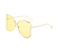 QSYJCCXD Vintage Oversize Metallo Hollow Occhiali Da Sole Donne Perla Occhiali Da Sole Femminili Tonalità di, Giallo, Taglia unica