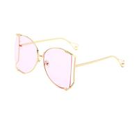 QSYJCCXD Vintage Oversize Metallo Hollow Occhiali Da Sole Donne Perla Occhiali Da Sole Femminili Tonalità di, rosa, Taglia unica