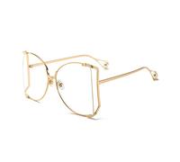 QSYJCCXD Vintage Oversize Metallo Hollow Occhiali Da Sole Donne Perla Occhiali Da Sole Femminili Tonalità di, Trasparente 1., Taglia unica