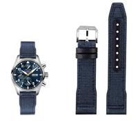 QSYJCCXDL Cinturino in pelle di nylon da 20 mm, 21 mm, 22 mm, adatto per IWC Le Petit Prince Big Pilot IW3777, cinturino sportivo in tela nera, Spilla in argento blu, 22mm