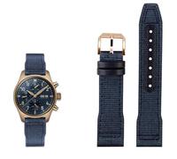 QSYJCCXDL Cinturino in pelle di nylon da 20 mm, 21 mm, 22 mm, adatto per IWC Le Petit Prince Big Pilot IW3777, cinturino sportivo in tela nera, Spilla rosa blu, 21mm