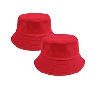 QSZHSL 2 Pezzi Cappello Pescatore Uomo Donna, Cappello Pescatore Pieghevole, Cappelli Estivi in Cotone, Cappello da Pesca, Bucket Hat, Cappello Donna Estivo, per Campeggio, Pesca, Trekking (Red)