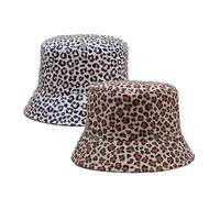 QSZHSL 2 Pezzi Stampa Leopardata Cappello Pescatore, Cappello da Pescatore Reversibile da Spiaggia, Cappello da Pesca, Cappello da Sole Estivo, per All'aperto, Spiaggia, Pesca, Viaggi