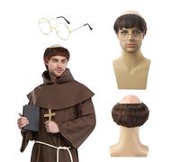 QSZHSL Parrucca da Monaco, Occhiali Rotondi, Parrucca Da Carnevale, Mezza Capelli per wig da Calvo Berretto in Lattice, wig Halloween Costumi Uomo, per Monaco Costumi Festa Cosplay