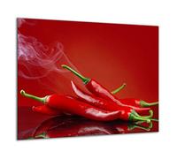 QTA | Piastra di copertura per fornelli, 60 x 52 cm, pezzo unico in vetro, per piano cottura a induzione, protezione da schizzi, tagliere rosso peperoncino