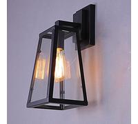 QTANZIQI Applique da Parete rustiche in Stile Rustico con Paralume in Vetro e Lanterna da Parete in Metallo Nero per Camera da Letto e Soggiorno