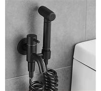 QTANZIQI Bidone Rubinetto Cromo/Nero a Parete in Ottone mop mop Tocco Tocco di Acqua Fredda Valvola Portatile bidone bidone Set Spray Set di Toilette Musulmana Nero