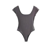 QTANZIQI Casual Basic Style Babes O Collar Solid Tight Short-Sleeved Body Tops Women's Slim Backless Jumpsuit