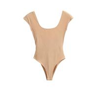 QTANZIQI Casual Basic Style Babes O Collar Solid Tight Short-Sleeved Body Tops Women's Slim Backless Jumpsuit