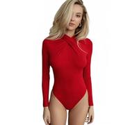 QTANZIQI Casual Sheath Club Women Bodysuits Half High Collar Long Sleeve Streetwear Fashion Folds Jumpsuits Female Tops Tees